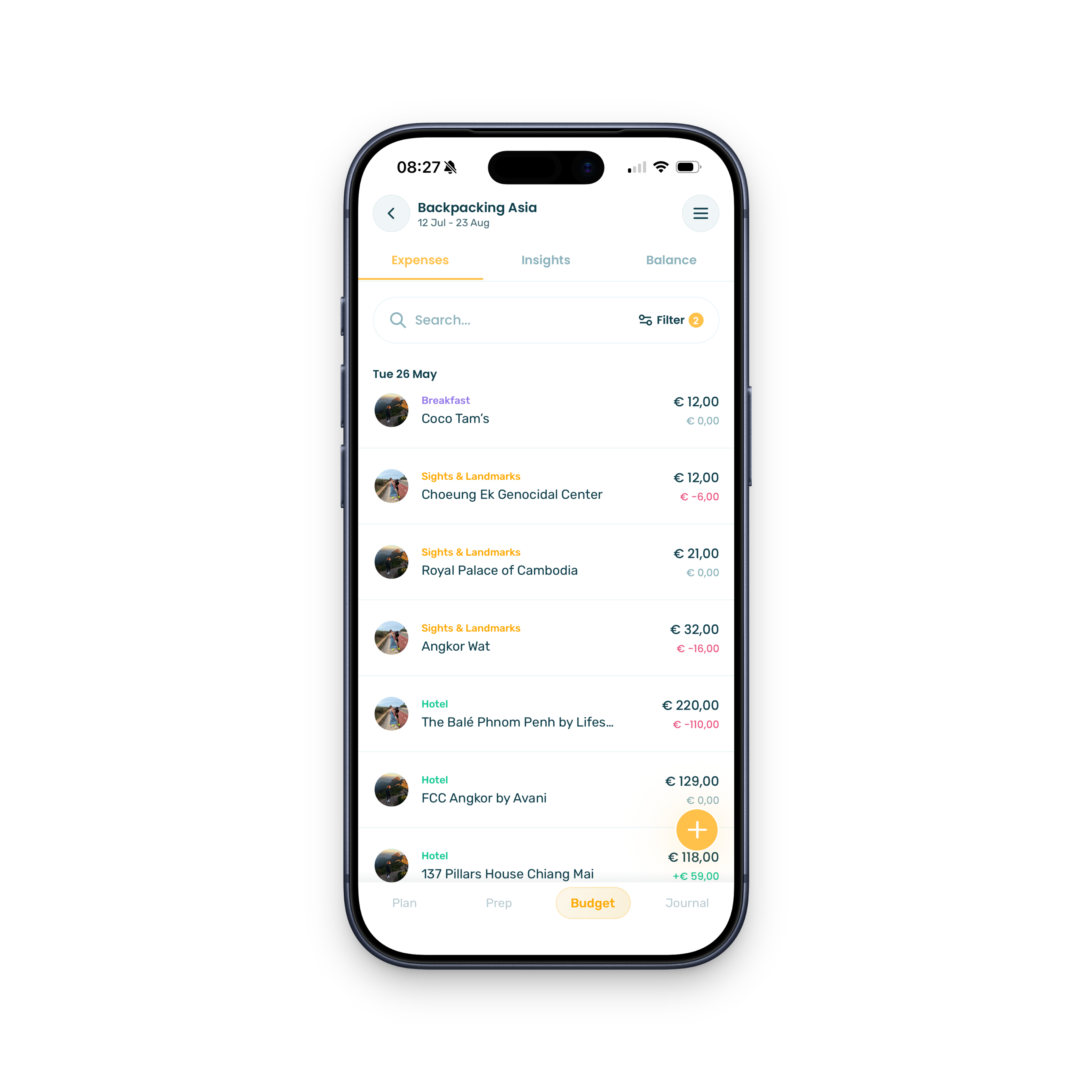 Travel expense tracker screenshot