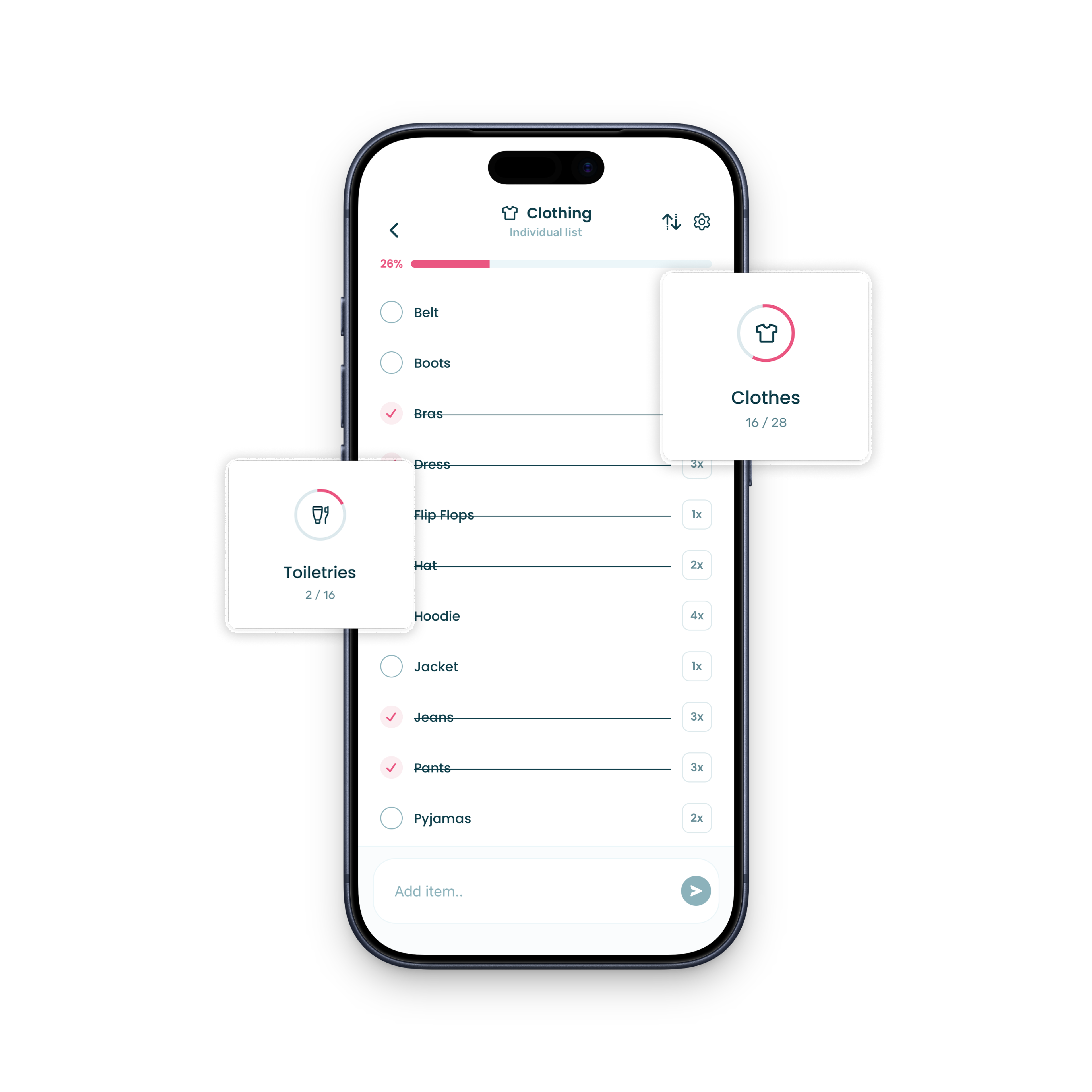 Packing list screenshot