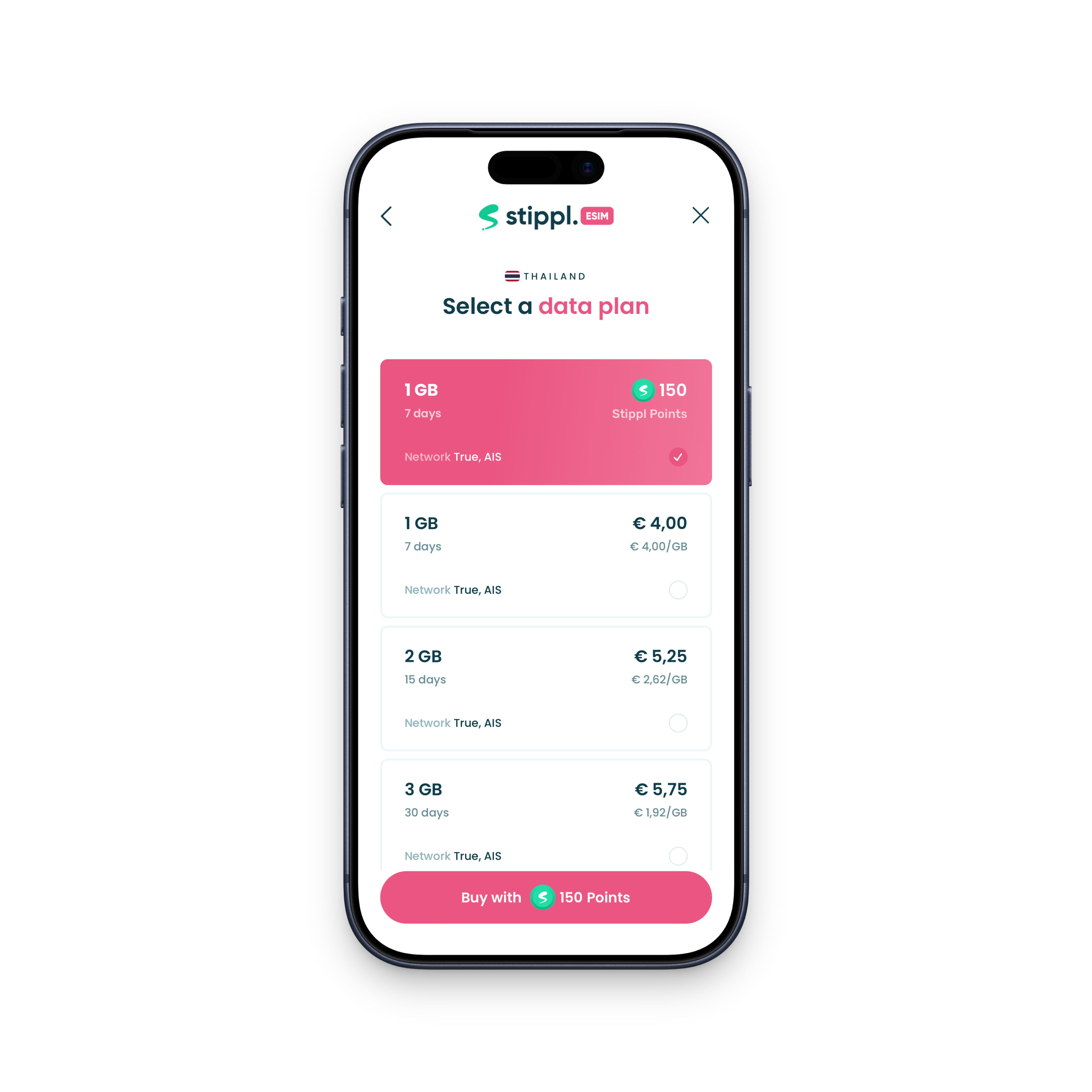 Stippl points eSIM screenshot