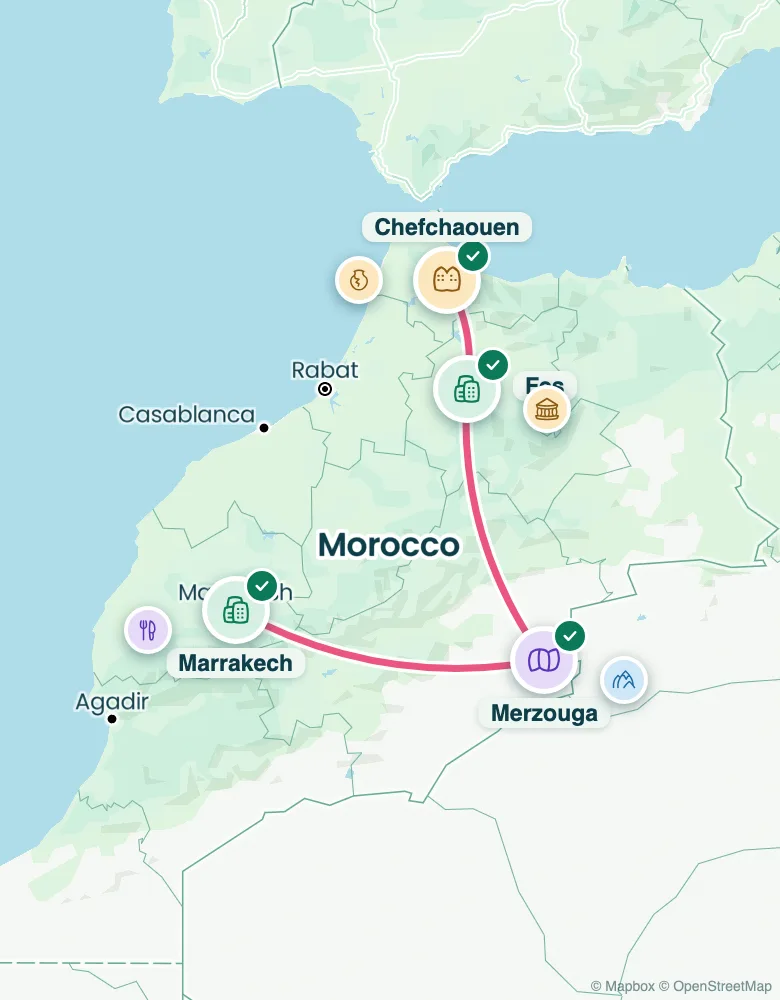 Route map: 10 days in Morocco