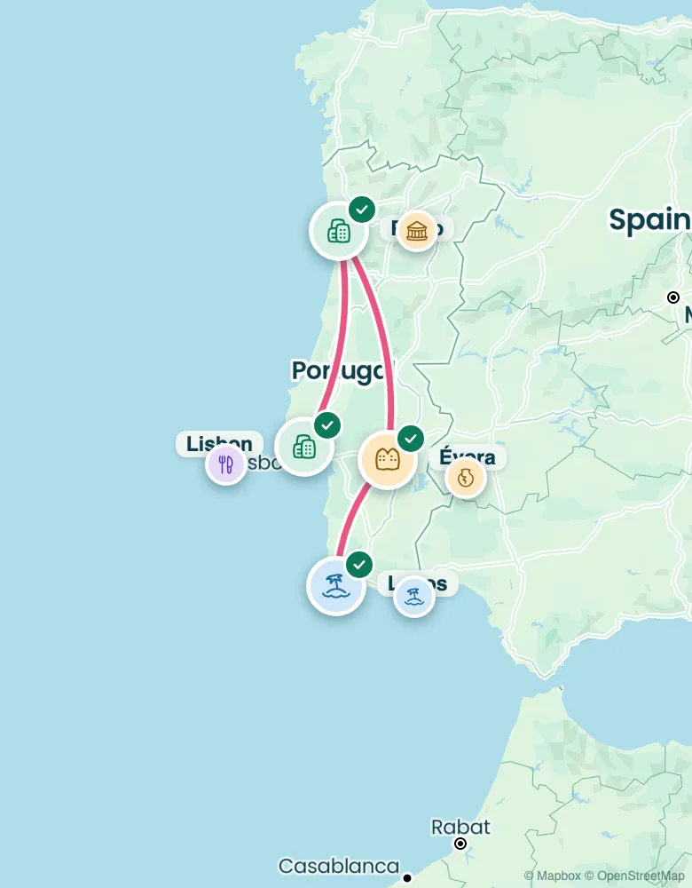 Route map: 2 weeks in Portugal