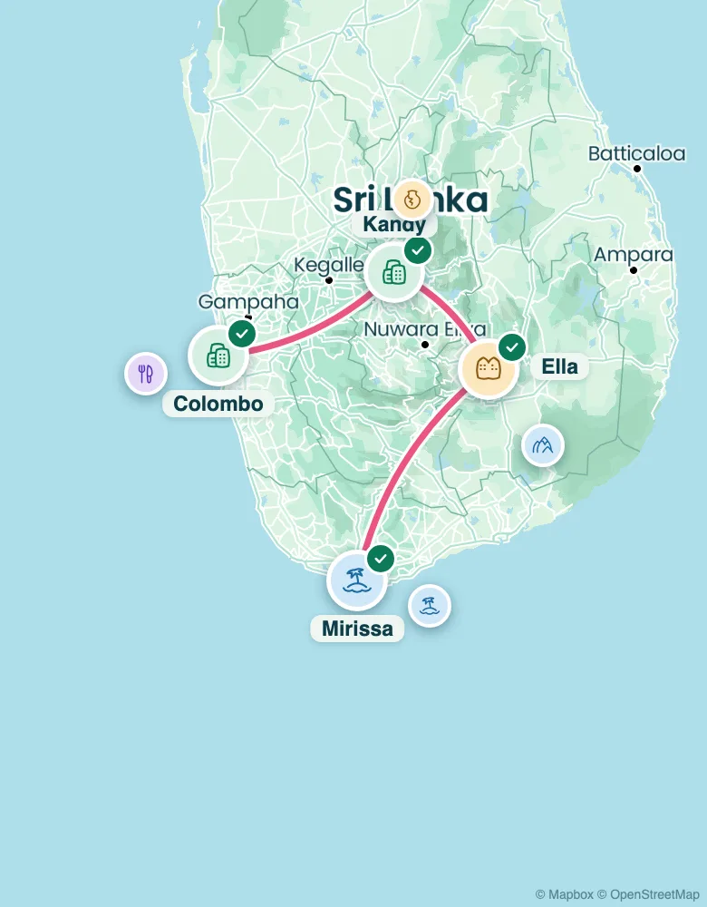 Route map: 2 weeks in Sri Lanka, Kandy to Ella by train